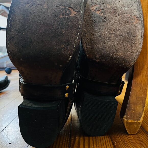 Freebird Shawna Gray Taupe Harness Western Moto Boots 9 - Picture 4 of 9